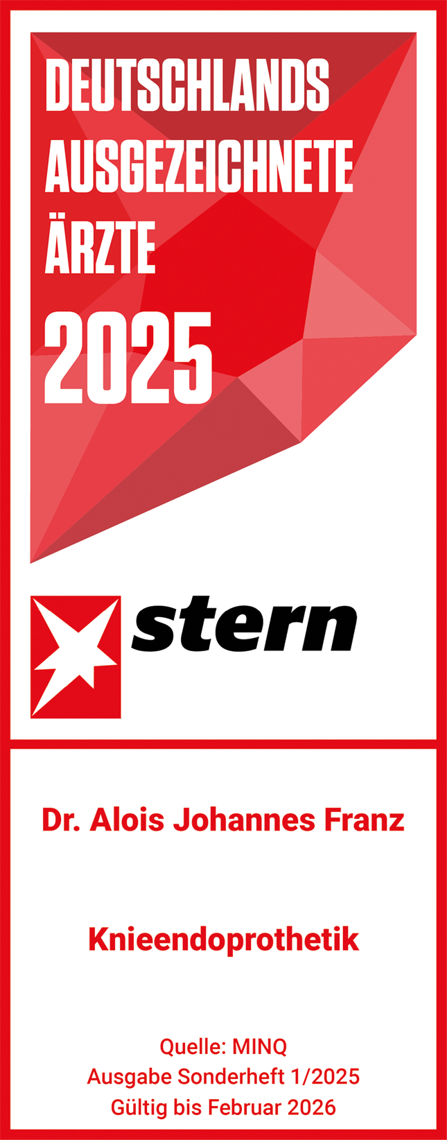 Top Mediziner Knieendoprothetik
